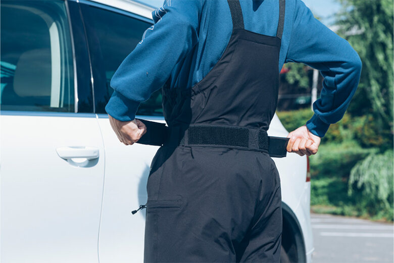 長時間の着用でも快適なウェストベルト