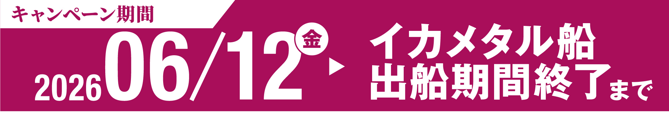 キャンペーン期間 2026年6月12日（金）からイカメタル出船期間終了まで ※各船くじがなくなり次第終了です。